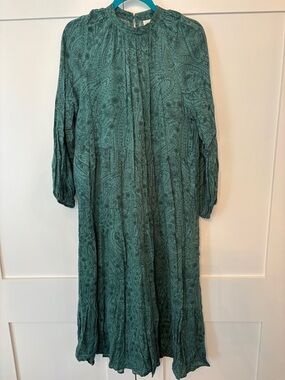 a new day green Paisley Maxi Dress Sz M